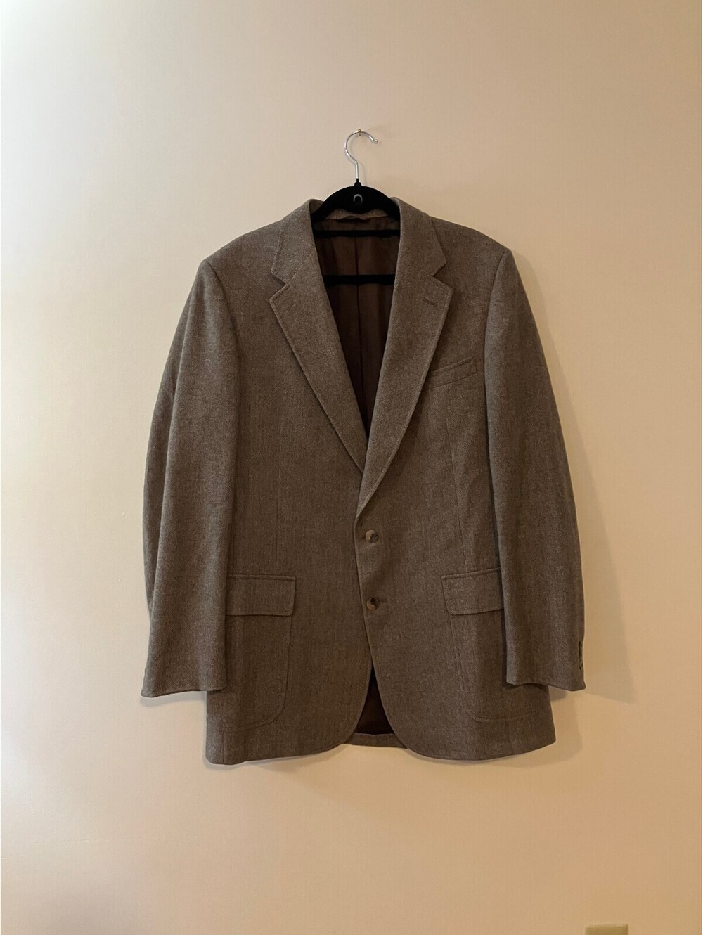Vintage Cricketeer Mens Brown Herringbone Tweed Sport Coat Blazer 1970s